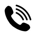 Phone with waves symbol icon - black simple, isolated - vector Royalty Free Stock Photo