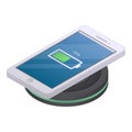 Phone wireless charging icon, isometric style