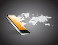 Phone and world map network illustration design Royalty Free Stock Photo