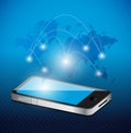 Phone world network world map illustration Royalty Free Stock Photo