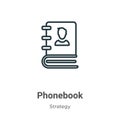 Phonebook outline vector icon. Thin line black phonebook icon, flat vector simple element illustration from editable strategy Royalty Free Stock Photo