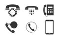 Phone icon set. Flat style. Isolated. Royalty Free Stock Photo