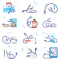 Phonendoscope icon set, flat style