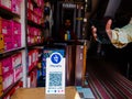 phonepe online payment gateway bar code displayed on shop counter inside in india dec 2019