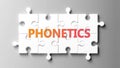 Phonetics complex like a puzzle - pictured as word phonetics on a puzzle pieces Royalty Free Stock Photo