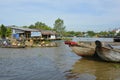 Boat Bows at Phong Dien Floating Market Royalty Free Stock Photo