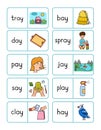 Phonics -ay- sound dominoes game. Match the words with pictures activity page