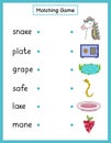 Phonics matching game with a-e spelling rule. Match the phonics sound words with pictures