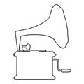 Phonograph Gramophone vintage Turntable for vinyl records icon outline black color vector illustration flat style image