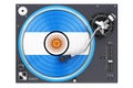 Phonograph Turntable with Argentinean flag, 3D rendering