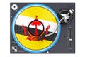 Phonograph Turntable with Bruneian flag, 3D rendering