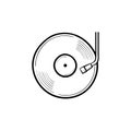 Phonograph and turntable hand drawn outline doodle icon. Royalty Free Stock Photo