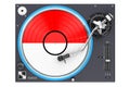 Phonograph Turntable with Indonesian, Monacan flag, 3D rendering