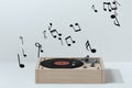 Phonograph with white background, plays music, 3d rendering