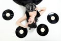 Phonography analogue record Girl pin-up retro Royalty Free Stock Photo