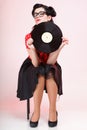 Phonography analogue record Girl pin-up retro Royalty Free Stock Photo