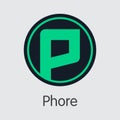 Phore Digital Currency. Vector PHR Coin Pictogram. Royalty Free Stock Photo
