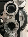Phoropter lenses ready for an exam
