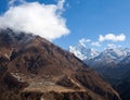 Phortse village on the way to Everest base camp, Khumbu, Sagarmatha, Nepal Himalayas Royalty Free Stock Photo