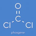 Phosgene molecule. Common chemical reagent, also used as chemical weapon. Skeletal formula.