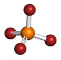 Phosphate anion, chemical structure. 3D rendering. Atoms are represented as spheres with conventional color coding: phosphorus .