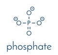 Phosphate anion, chemical structure. Skeletal formula.