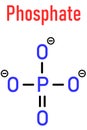 Phosphate anion, chemical structure. Skeletal formula. Flat design