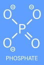 Phosphate anion molecule, chemical structure. Skeletal formula.