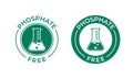 Phosphate free vector icon. Vector chemical test tube seal, phosphate free product seal