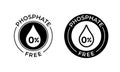 Phosphate free vector icon. Vector phosphate free product label, drop 0 percent seal