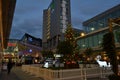 Phosphorescent deers walking around the Christmas tree installed in Westfield Stratford City shopping centre playground.