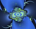 Phosphorescent green blue bright fractal abstract background, flowery texture Royalty Free Stock Photo
