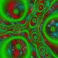 Phosphorescent green playful forms stars swirls lights sky shapes fractal, abstract geometries, background Royalty Free Stock Photo