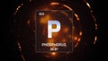 Phosphorus as Element 15 of the Periodic Table 3D illustration on golden background Royalty Free Stock Photo