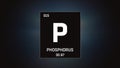 Phosphorus as Element 15 of the Periodic Table 3D illustration on grey background Royalty Free Stock Photo
