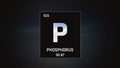 Phosphorus as Element 15 of the Periodic Table 3D illustration on grey background Royalty Free Stock Photo
