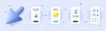 Phosphorus mineral, First aid and Electric plug line icons pack. For web app. Phone screen mockup. Vector
