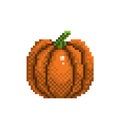 Pixel art pumpkin icon, 32X32 vector illustration