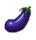 Pixel art eggplant icon, 32X32 vector illustration