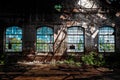 Photo of an Abandoned industrial interior with bright light