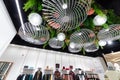 Photo of an abstract beautiful ceiling at the store of youth, fashionable and stylish clothes for men and women in a