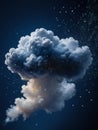 Photo Of Abstract Cloud Of Tiny Particles Flying In Deep Blue Space. Generative AI Royalty Free Stock Photo