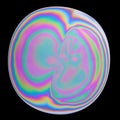 Photo of abstract colorful iridescent oil circle isolated