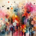 photo of Abstract hi-teck artwork mixed with buzzy geometric shapes for background