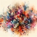 photo of Abstract hi-teck artwork mixed with buzzy geometric shapes for background