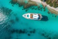 aerial view of luxury board anchored in beautiful beach ai generated