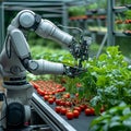 Photo Agricultural innovation Robot arm automates vegetable harvesting in a greenhouse