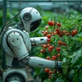 Photo Agricultural innovation Robot arm automates vegetable harvesting in a greenhouse