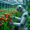 Photo Agricultural innovation Robot arm automates vegetable harvesting in a greenhouse