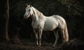 photo of Albino horse in its natural habitat outdoors. Generative AI